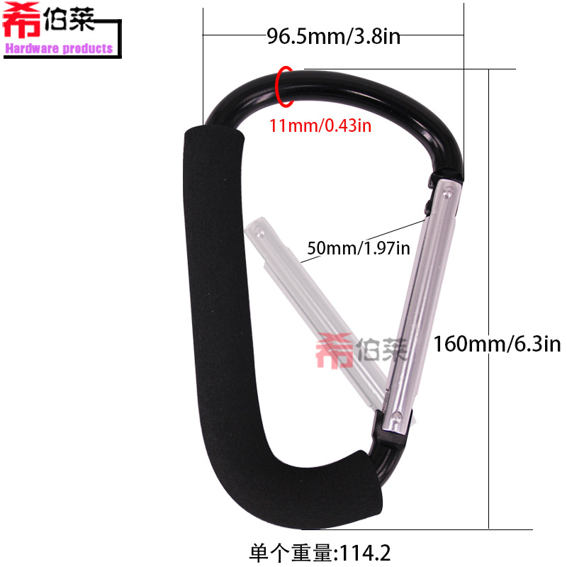 Picture of Hebrew eve12 * 160 black shoe buckle aluminum alloy labor-saving pulley shoe buckle factory supply