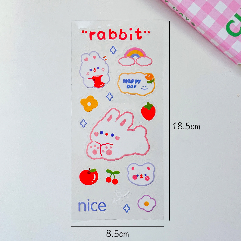 Picture of Yilan Original Cartoon Sticker Transparent Pvc Handbook Sticker Cute Thermos Cup Seamless Waterproof Water Cup Decorative Sticker