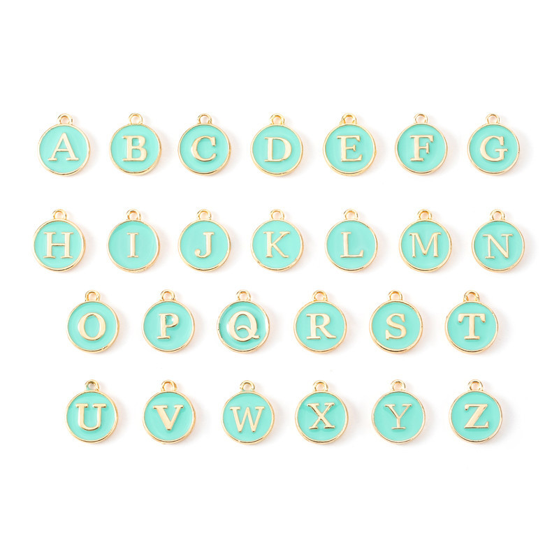 Picture of 1 diy jewelry accessories drop oil bracelet earrings small pendant drop oil 26 English letters alloy bracelet pendant
