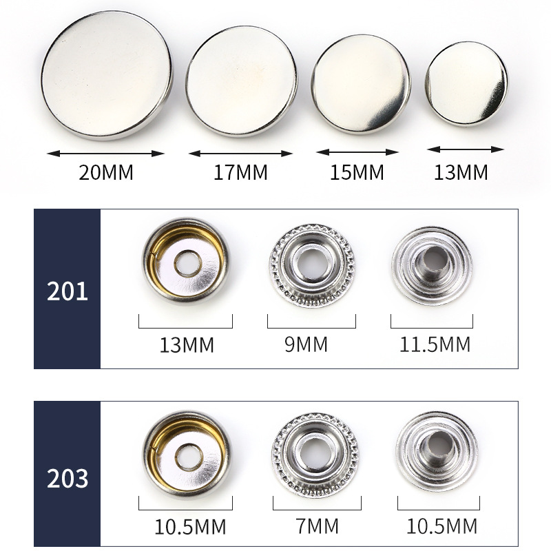 Picture of Metal snap button lower three pieces 203#201# invisible child and mother buckle coat jacket leather luggage accessories button