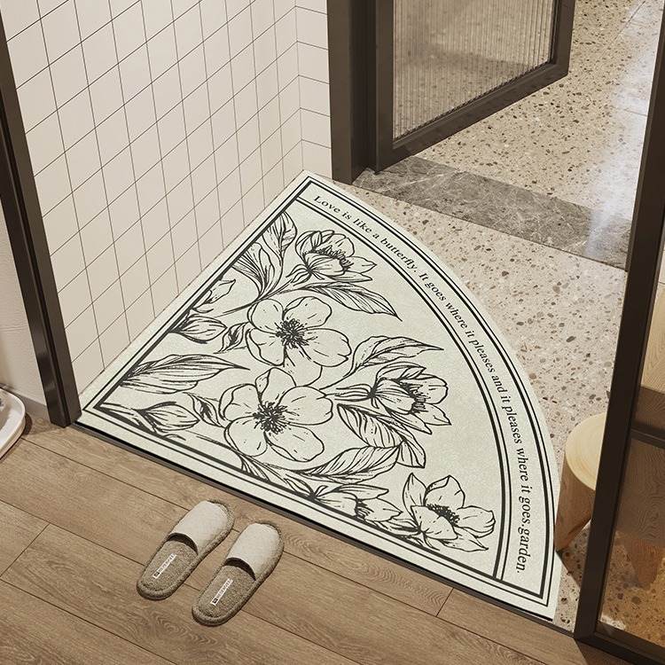 Fan-shaped Diatom Mud Floor Mat Household Toilet Bathroom Anti-slip Mat Nordic Pastoral Style Toilet Wear-resistant Absorbent Mat