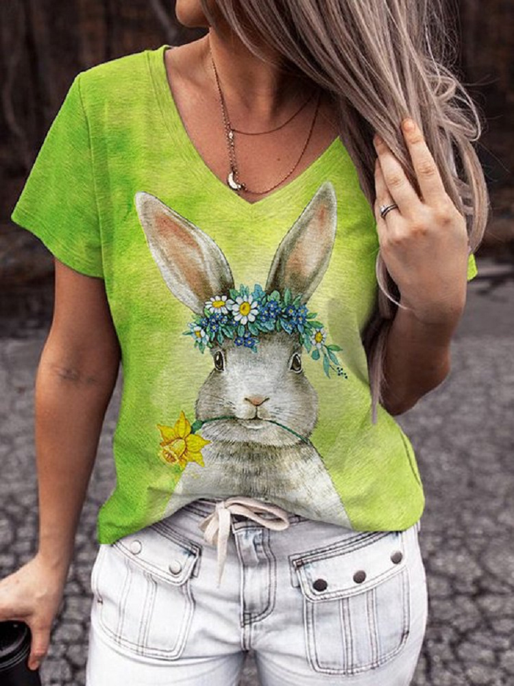 Cross-border new 2022 summer Europe and the United States large size Fashion Women's cat digital printing short sleeve women's T-shirt manufacturers