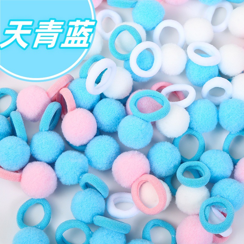 Picture of Children's hair rope plush ball hair ring cute rubber band little girl hair does not hurt hair autumn and winter new hair accessories