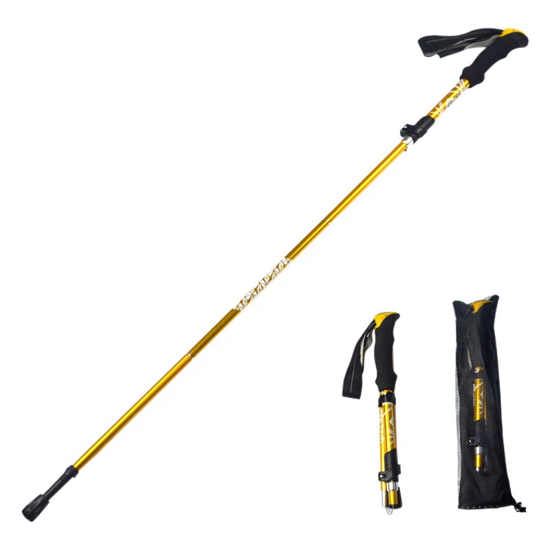 Alpine Stick Aluminum Alloy Folding Ultra-light Ultra-short Telescopic Outdoor Hand Tu Hiking Crutch Stick 5 Section