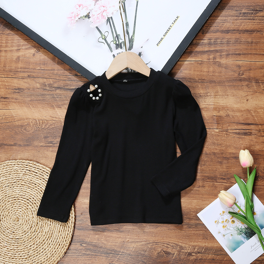 Picture of Girls' Solid Color Base Layer Shirt, New Autumn and Winter Long-Sleeve Shirt, Inner Layer Base Shirt, Long-Sleeve T-Shirt, Soft Cotton, Casual and Versatile