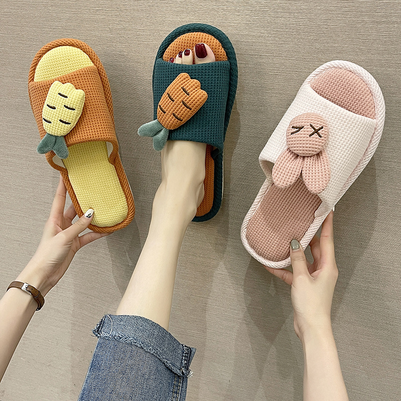 Linen Slippers for Women Spring and Autum Home Indoor Autum Home Cute Cotton and Linen Silent Cotton and Linen Home Cloth Slippers for Couples