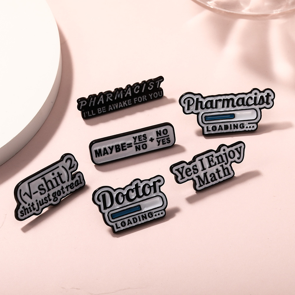 Picture of Cross-Border New Product Accessories Number English Letter Brooch Yes I Enjoy Math English Badge Cross-Border Wholesale
