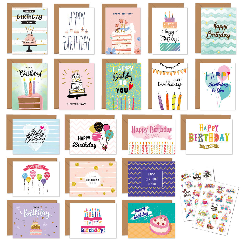 Picture of Cross-border Happy Birthday Card Instagram Children's DIY Combination Set with Envelope Handwritten Small Blessing Birthday Greeting Card