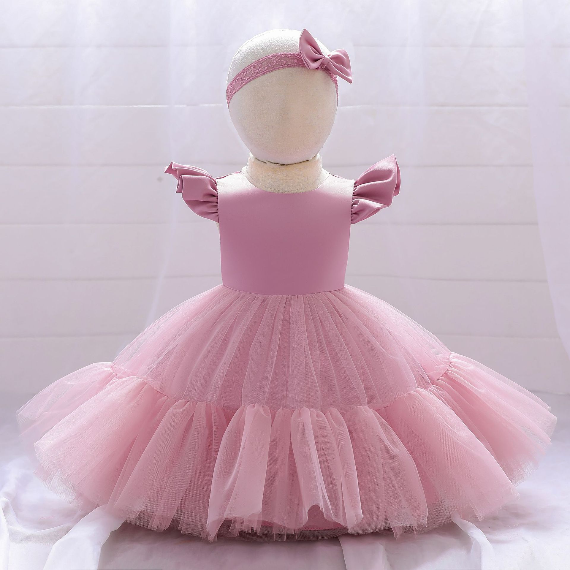 Amazon New Children's Gown Children's Mesh Stitching Puffy Princess Dress Girls Piano Performance Dress