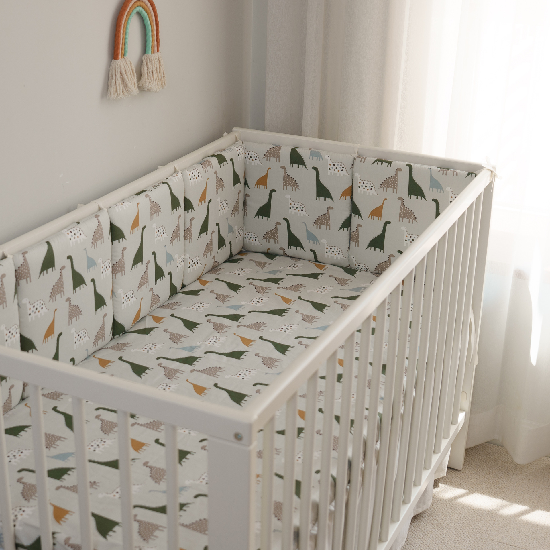 Picture of Baby crib newborn bedding anti-collision fence cotton gray dinosaur 30*30*6 whole wash