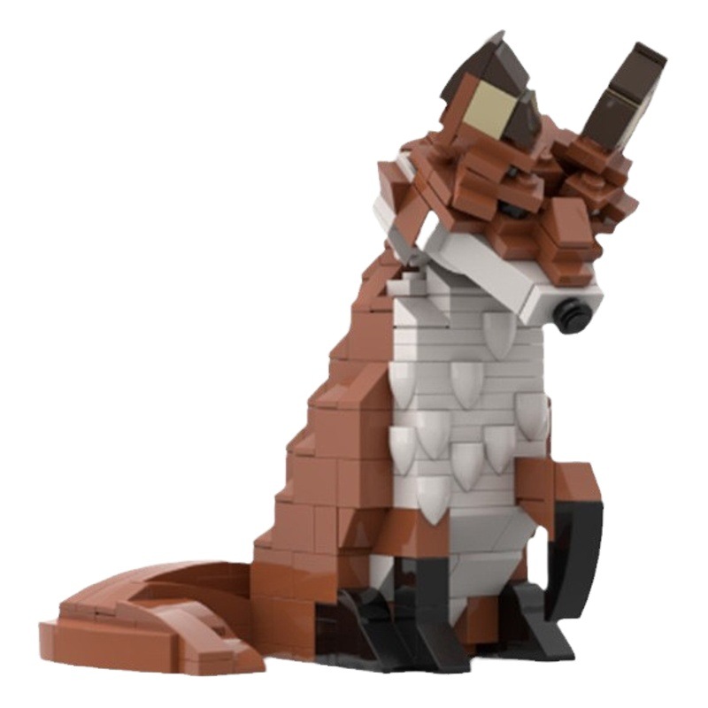 Compatible with Lego domestic building blocks MOC-6404 Red Fox + display stand base animal diy assembled model gift