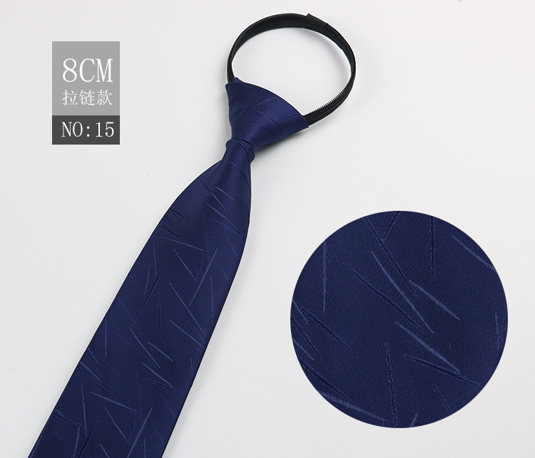 Picture of Factory Black Men's Tie Striped Blue Business Tie Lazy People Knot Free Zipper Tie in stock Wholesale