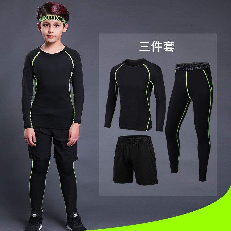 Children's Sports Tights Long-sleeved Pants Set Outdoor Training Running Basketball Two-piece Sports Set