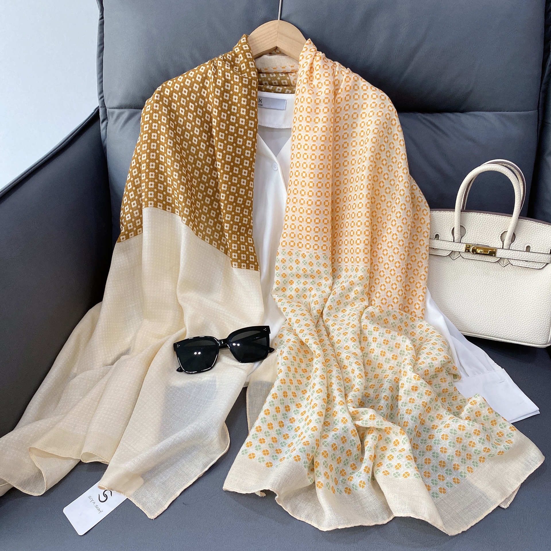 Picture of Small Large Scarf Autumn and Winter Women's Cotton and Linen Scarf Summer Lunch Break Air-conditioning Room Shawl Dual-use Travel Scarf Fashion