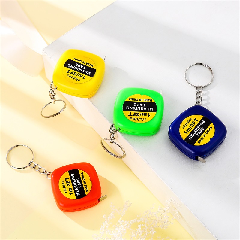 Convenient Office Culture and Education Printable logo Customized Mini Keychain Steel Ruler 1 m Steel Tape Small Portable Ruler