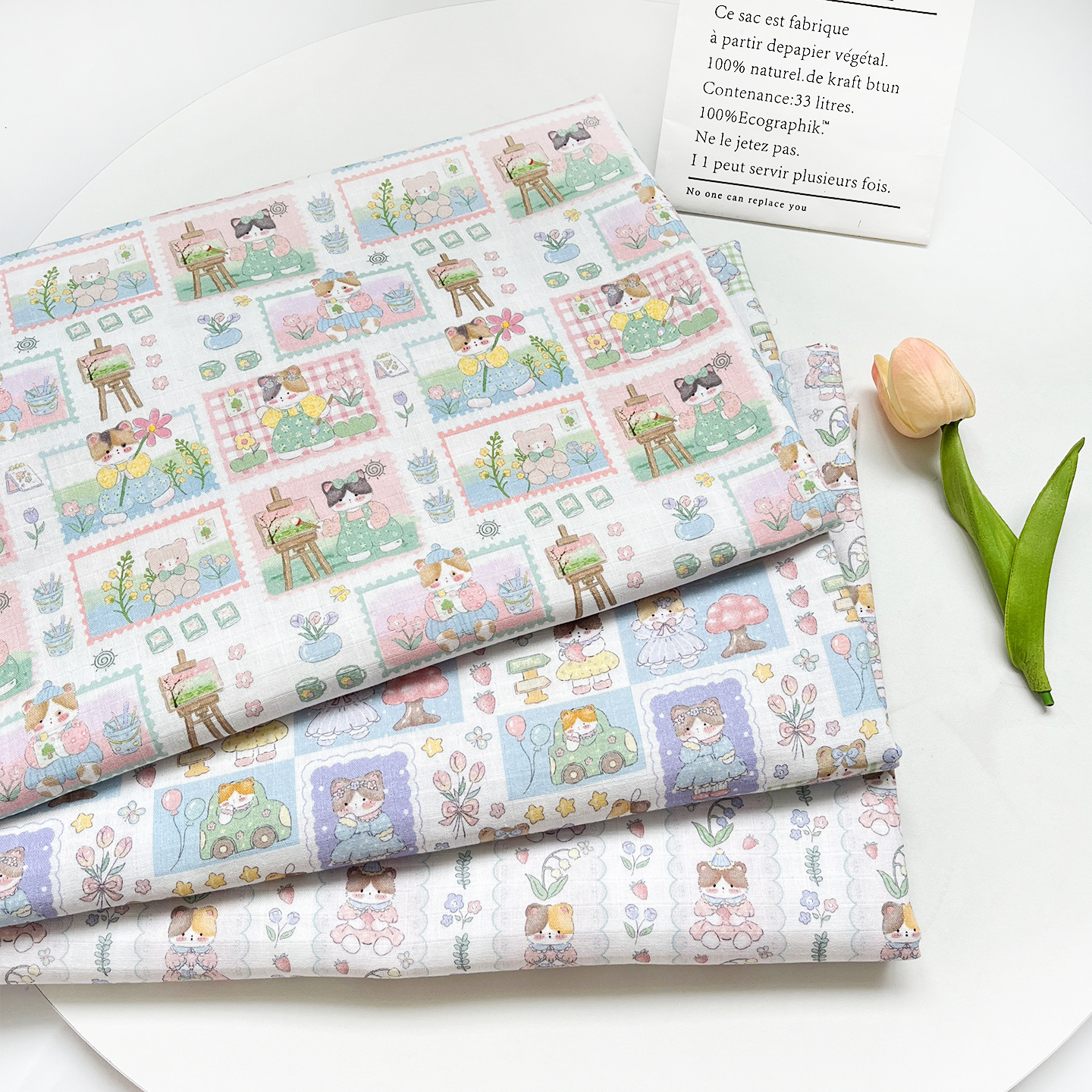 Cotton Fabric, Maternal and Infant Grade Double-Layer Gauze Fabric, Cartoon Printed Baby Bath Towel, Clothing, Pajamas Fabric, 1.0m Prices