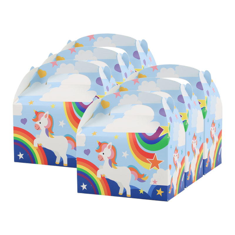 New one-piece candy box European-style biscuit box blue unicorn portable box hand box packaging paper box