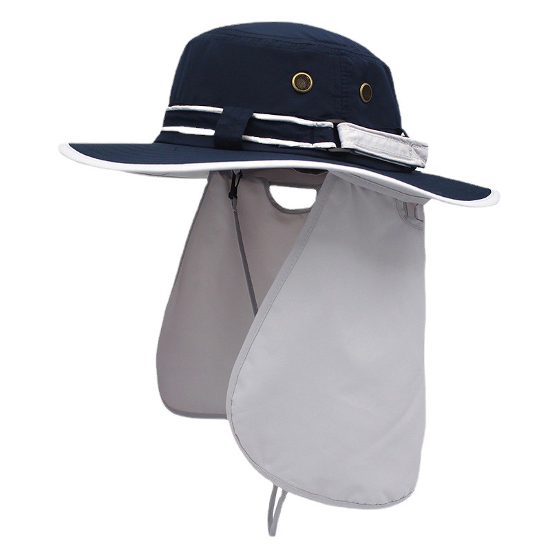 Summer Sun Protection Neck Protecting Fisherman Hat Outdoor Fishing Beach Round Edge Hat Cross-border Quick-drying Sunshade Hat Light Defects