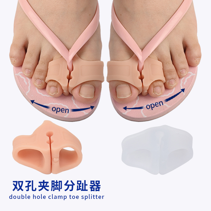 Flip-Flops Double-Hole Toe Separator Japanese Thumb Valgus Anti-Wear Silicone Separator Overlapping Toe Fixation Correction