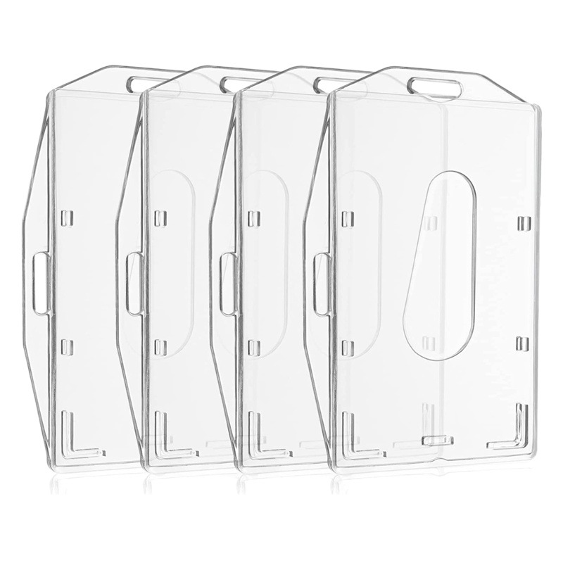 Transparent hard plastic card holder PC horizontal and vertical dual-purpose hard plastic protective case with thumb handle ID card holder