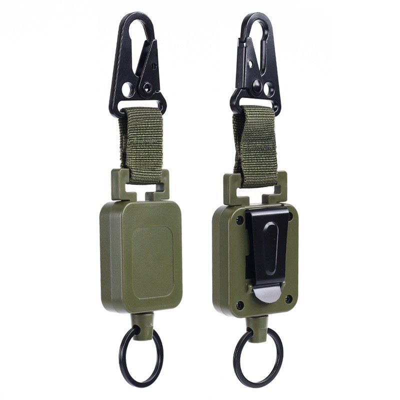 Picture of Outdoor Fishing Luya Telescopic Easy Pull Buckle Army Green Eagle Buckle Belt Back Clip Steel Wire High Strength Ribbon Easy to Pull