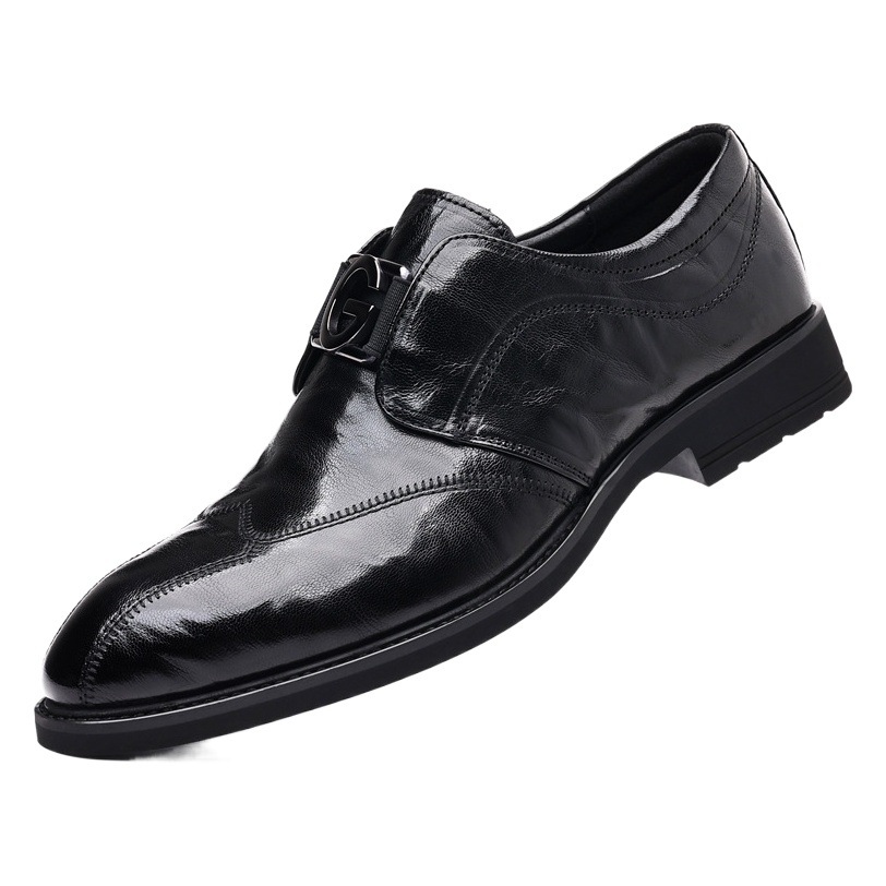 Spring New Leather Shoes Men's Business Genuine Leather Men's Shoes Casual Soft Sole British Style Pointed Toe Trendy Shoes Factory Wholesale
