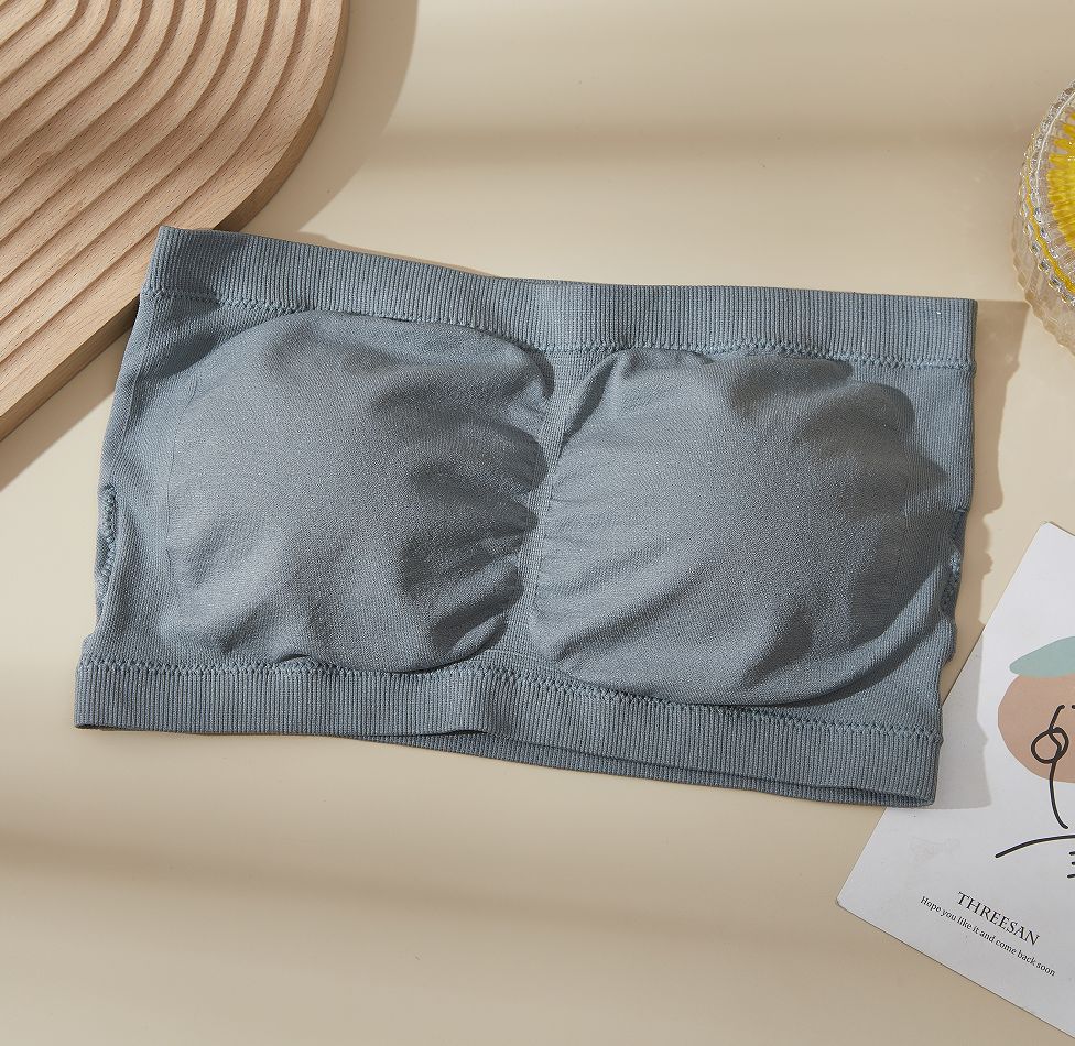 Picture of Strapless Beautiful Back Wrapped Chest Tube Top Intimates for Women Invisible Anti-Exposure Girl Inner Wear Bra with Padded Vest Large Size
