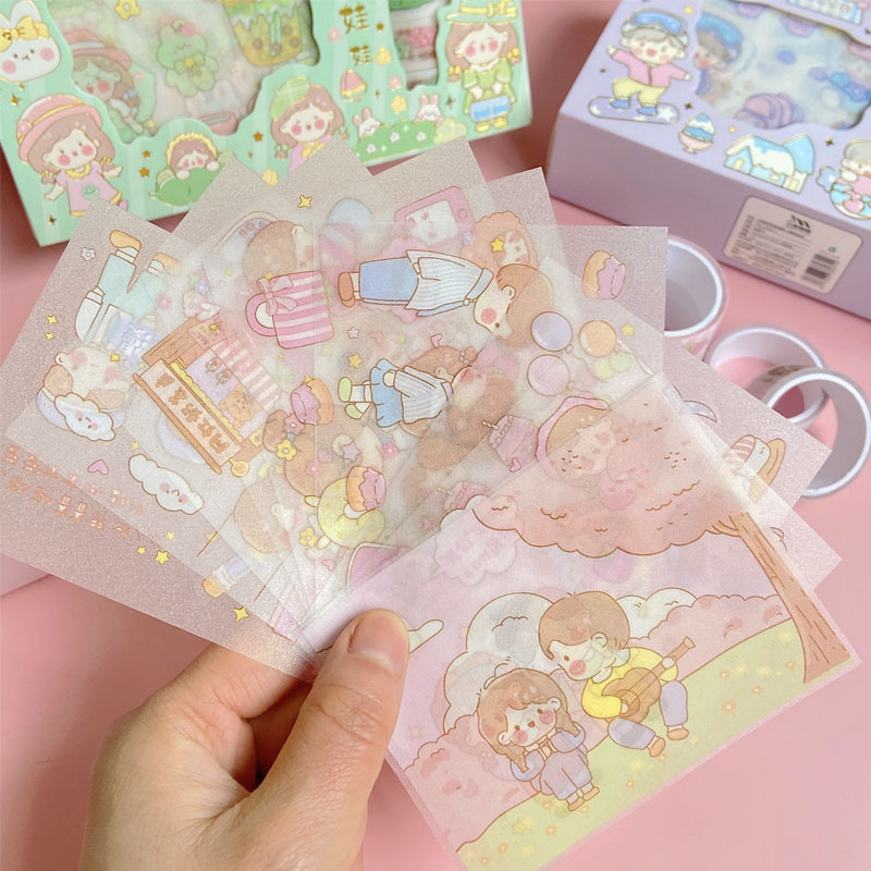 Picture of Sticker tape hand account gift box suit cute little fresh girl heart student hand account diary diy decoration material