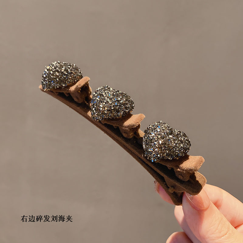 Picture of 4 suit lazy double-layer braided flocking hairpin female hair accessories side clip spring and summer simple bangs clip duckbill clip