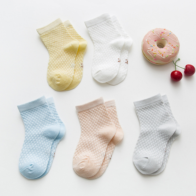 New Children's Socks Spring and Summer Breathable Solid Color Mesh Men and Women Baby Socks Cotton Socks Children Socks Socks Wholesale