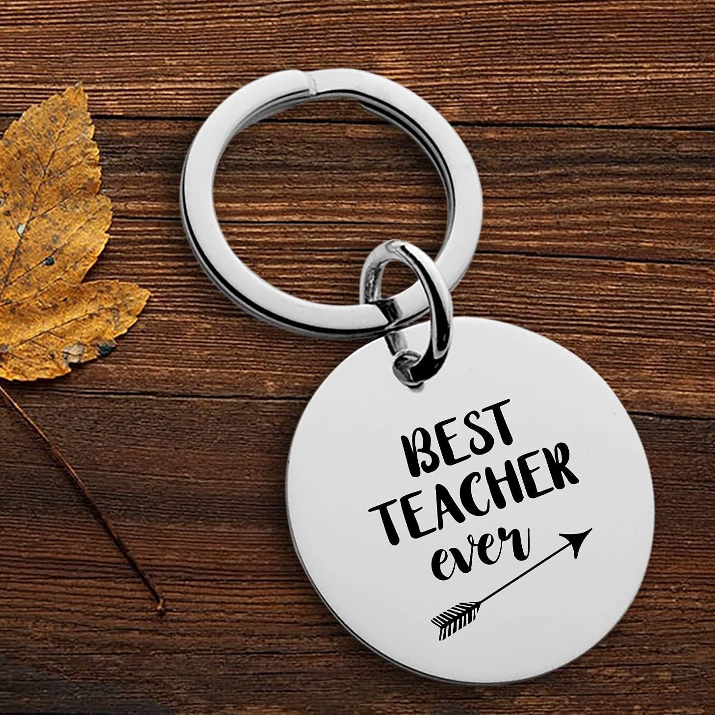 Amazon Best Teacher Ever stainless steel keychain Teacher's Day gift Thanksgiving Teacher pendant