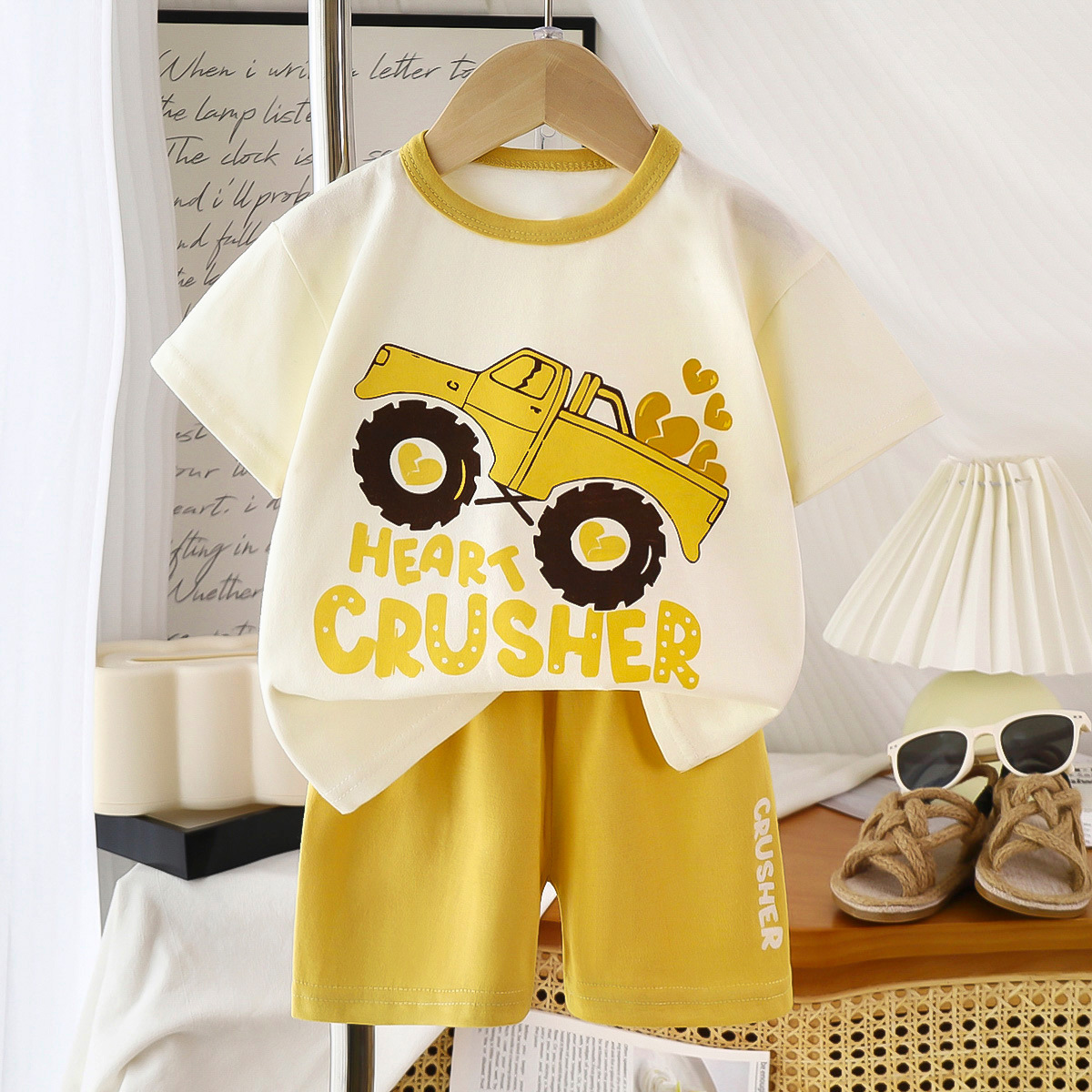Picture of Children's Short-Sleeved Suit Pure Cotton Summer New Baby Boy Summer T-Shirt Girl Clothing Thin Kidsren's Clothing Carefully Selected