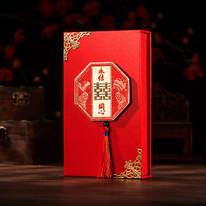 Picture of 2025 New Wedding High-End Red Envelope, Modified Gift, 10,000 Yuan Red Envelope, Wedding Gift, Gold Box, Color Gift Box, Souvenir