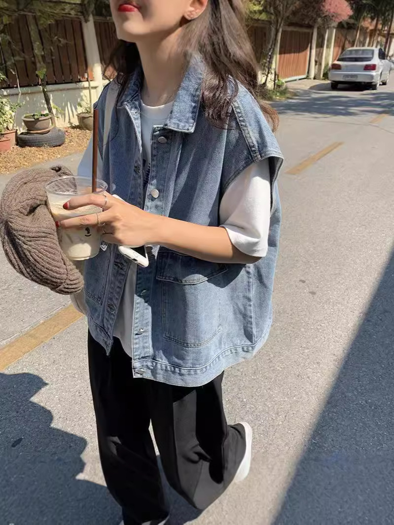 Waistcoat Vest for Women 2025 Autumn and Winter New Outer Wear Denim Loose Korean Style Student Workwear Sleeveless Casual Trendy Versatile