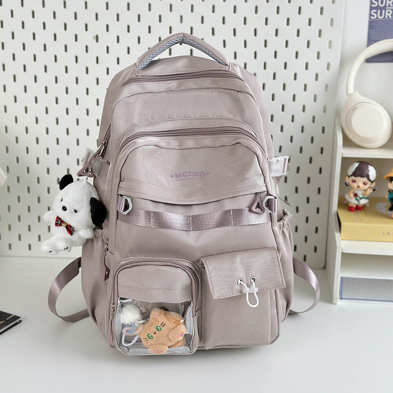 Picture of Japanese Ins Campus Casual Solid Color Schoolbag Simple All-match Lightweight Couple Backpack Senior high school College Student Backpack