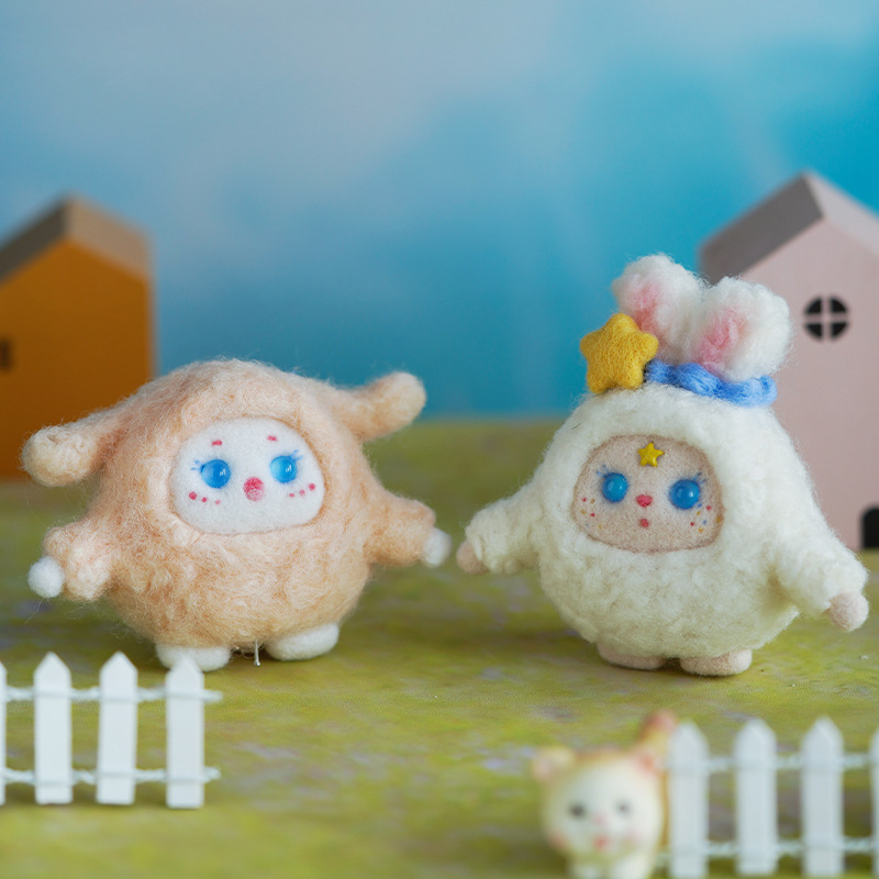 Picture of Velvet rabbit New Year Cartoon Doll wool felt pokes diy material package handmade gift pendant New Year