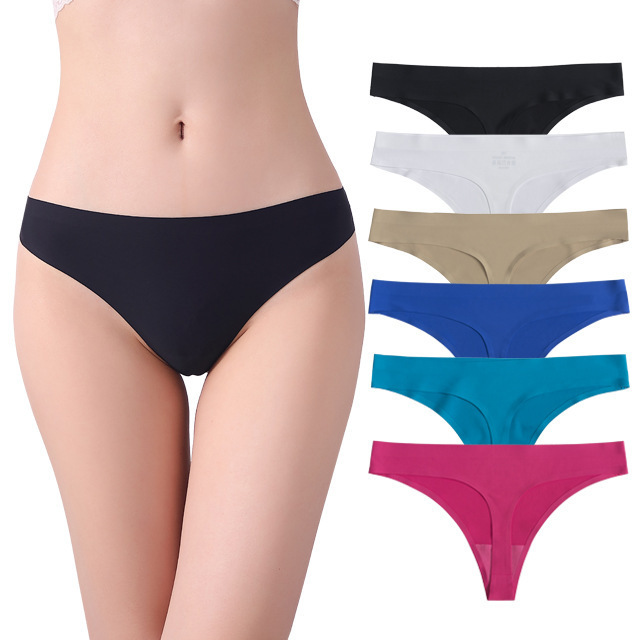 Cross-border foreign trade one-piece seamless sexy ice silk thong comfortable seamless ultra-thin low waist underwear women Summer