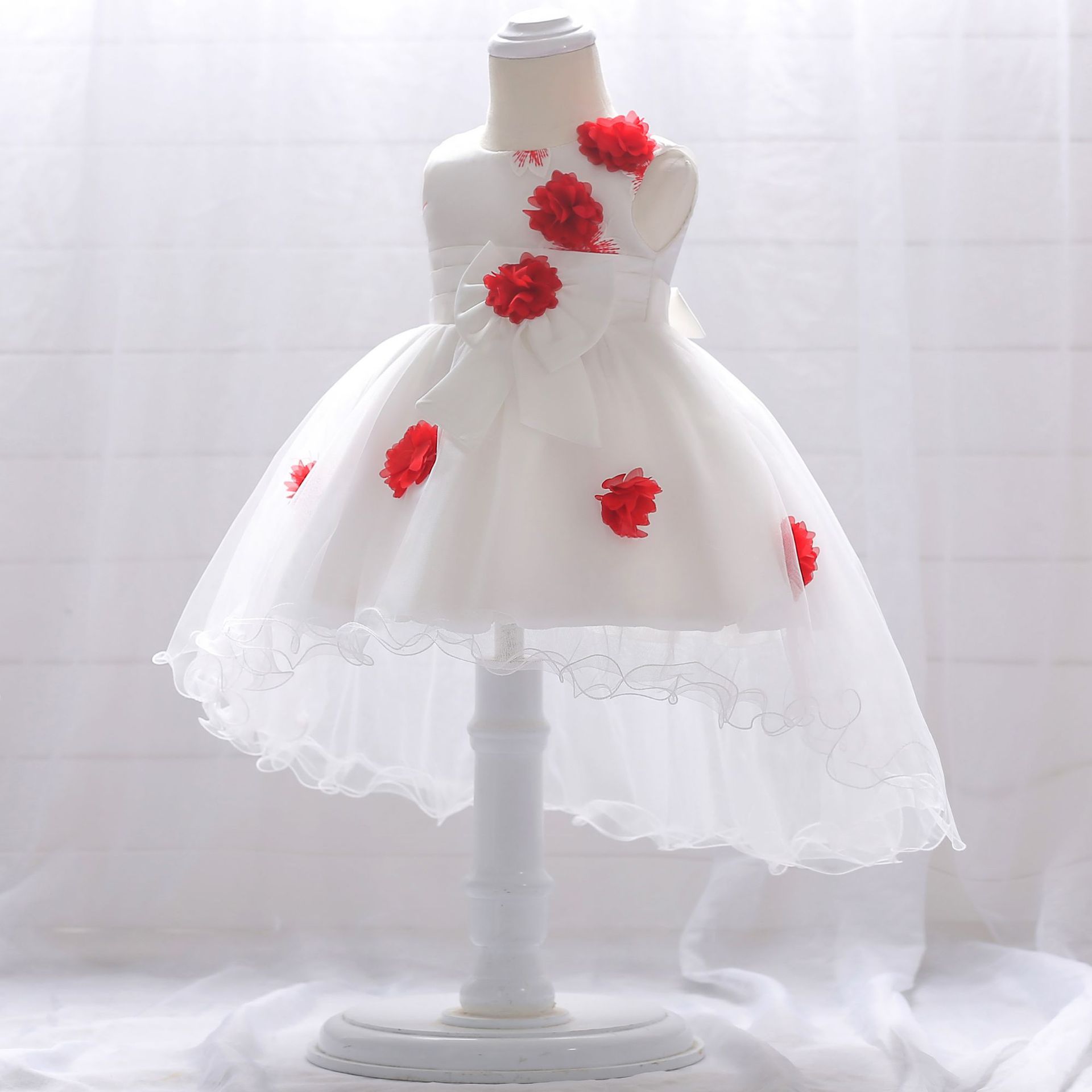 Picture of 2024 new baby princess dress embroidered flower wedding dress trailing baby wash dress cotton kids
