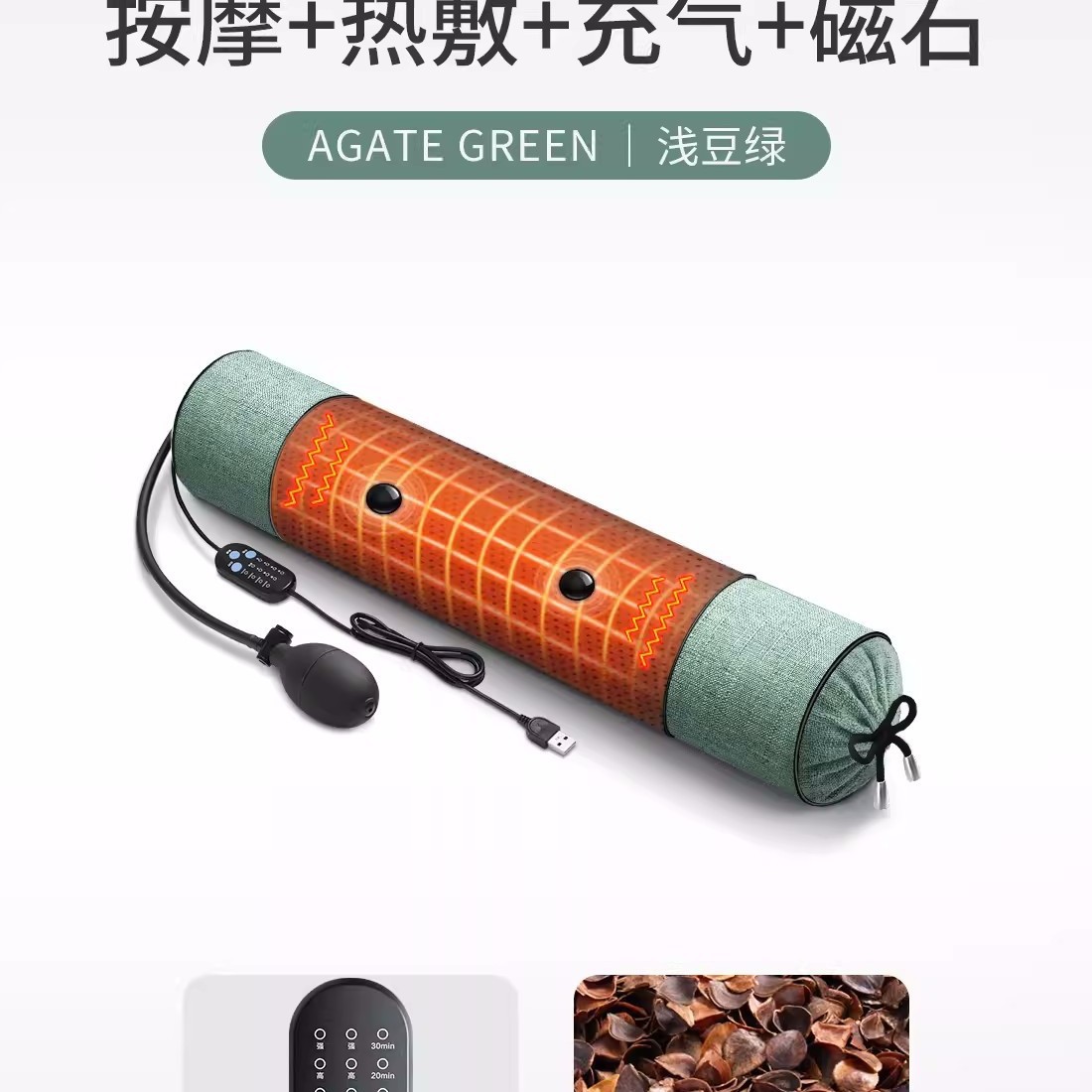 Picture of Cervical Pillow Buckwheat Skin Pillow Cervical Spine Sleeping Special Massage Pillow to Help Sleep Hard Cylinder Single Neck Pillow