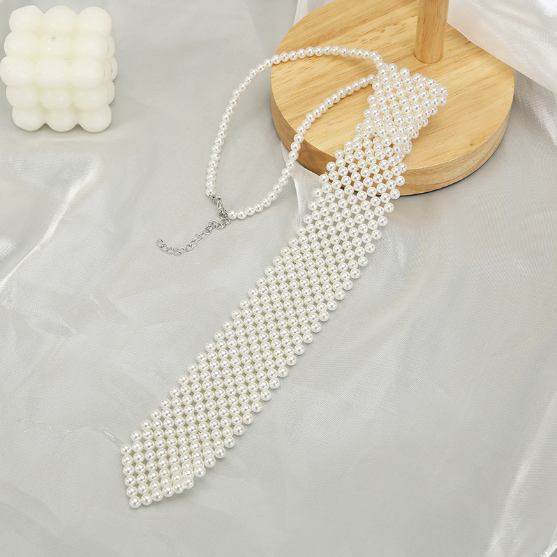 Picture of French style design tie with JK shirt suit short accessories elegant temperament INS style pearl tie