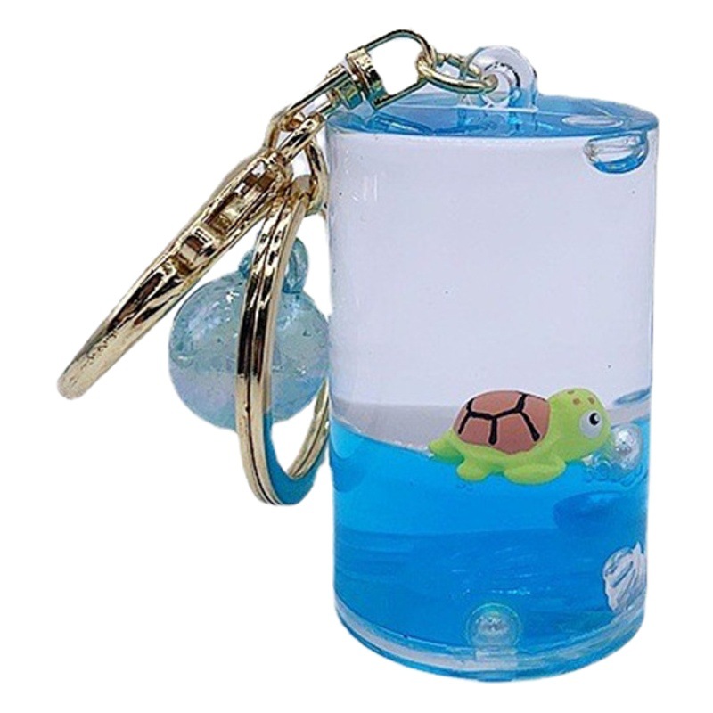 Floating Bottle Cute Key Chain Cartoon Crystal Ocean World Key Chain Bag Pendant Female Animal Ocean Style