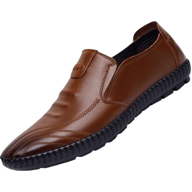 Business Casual Sandals 2025 Spring New British Breathable Pu Shoes Korean Style Trendy Youth Shoes Bean Shoes Lazy Shoes