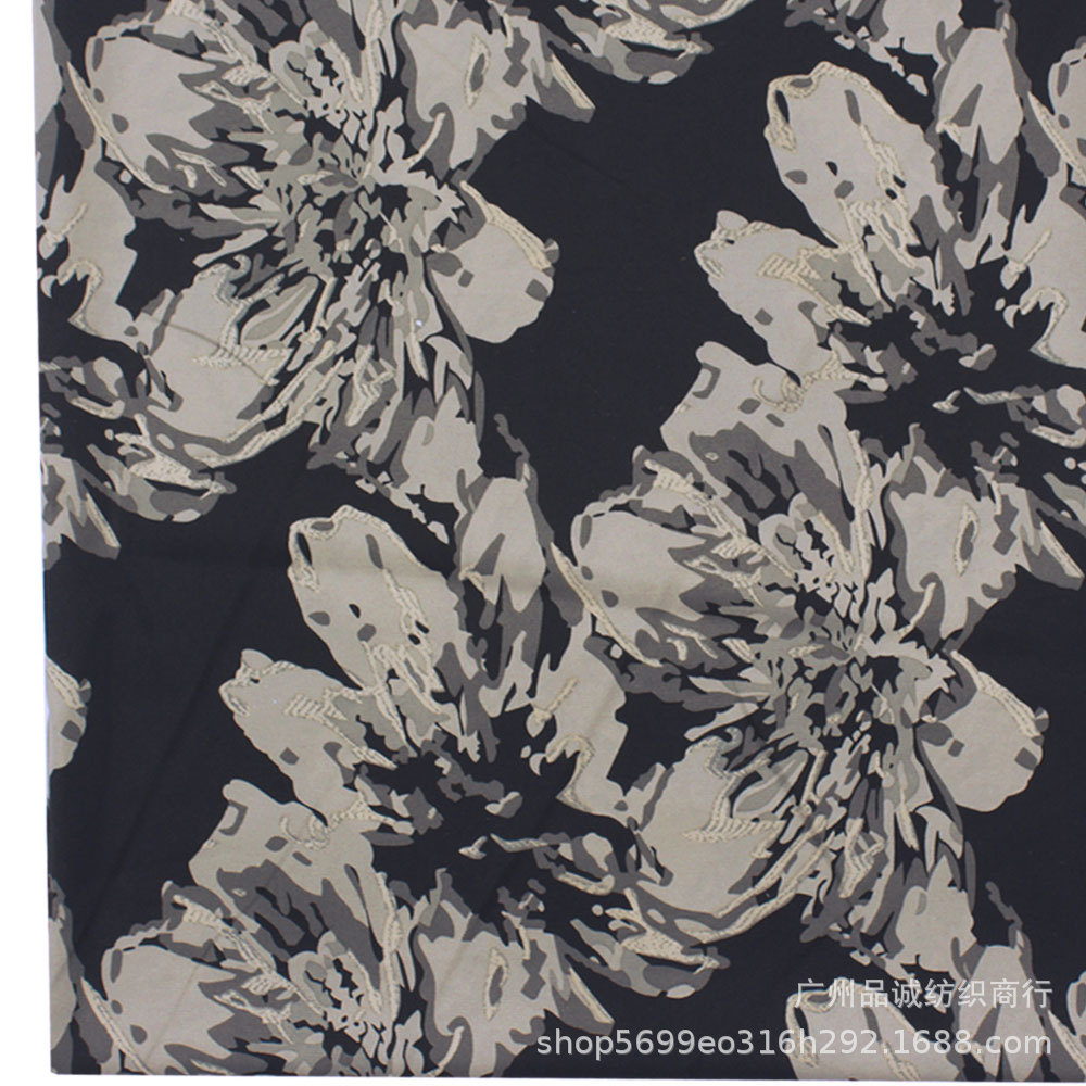 Broken card plain satin printed ink painting large flower chiffon printed cloth vintage women's cheongsam shirt dress fabric