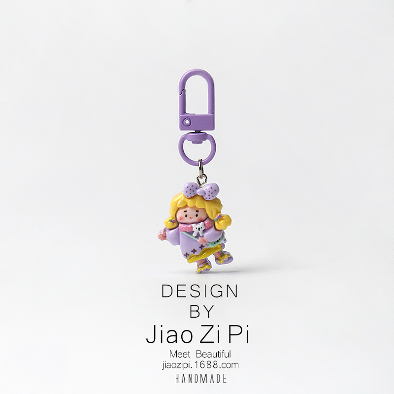 Creative Color Dopamine Cute Little Girl Keychain Personalized Bag Cute Cartoon Hanging Ornaments Small Ornaments