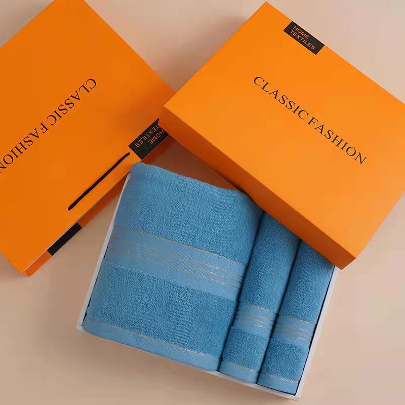 Factory wholesale cotton towel bath towel gift box suit three-piece set absorbent thickened custom gift cotton towel