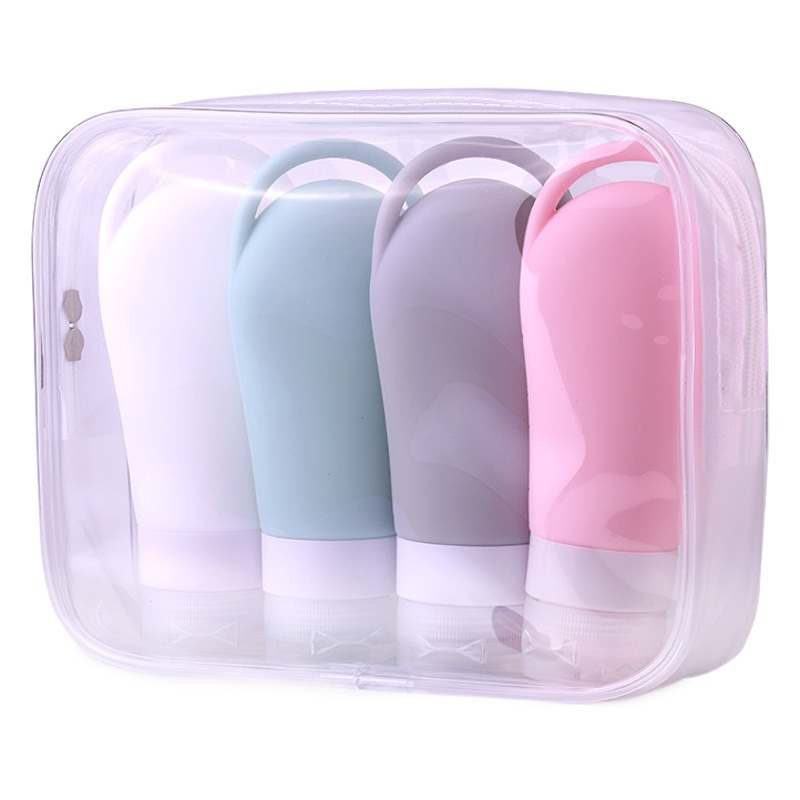 Cross-Border Portable Travel Silicone Refillable Bottle Storage Bag Set Shampoo Bottle Travel Storage Bag
