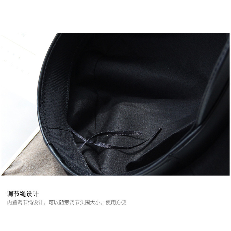 Picture of Korean Leather Beret Women's Autum Korean Style Student Cute Versatile Pu British Style Octagonal Hat Pumpkin Hat