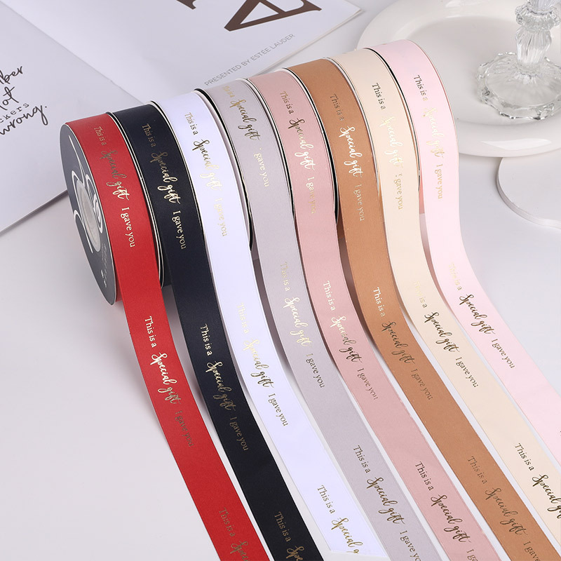 Goddess Festival English Ribbon Fashion Bronzing Polyester Cotton Bags Flower Ribbon Flower Gift Packaging Ribbon