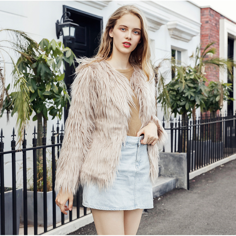 Picture of plus size imitation fur coat coat European and American fashion imitation fur factory wholesale Haining imitation fur European and American style