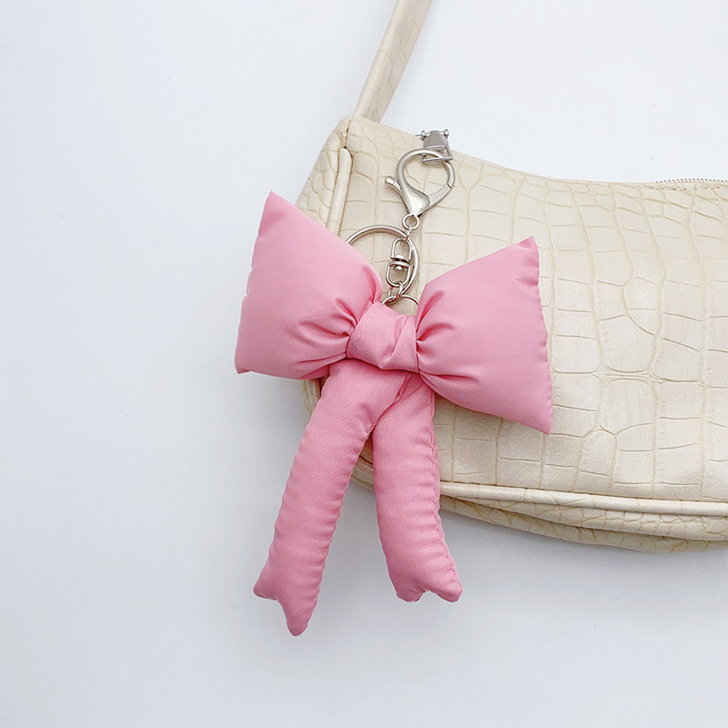 Picture of Ins Korean Style Multi-color Style Cute Girl's Heart Bow Keychain Bag Pendant Accessories High-end Sense Niche Trendy